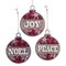 KSA Pack of 24 Wooden Plaid with Statement Christmas Ball Ornaments 5"